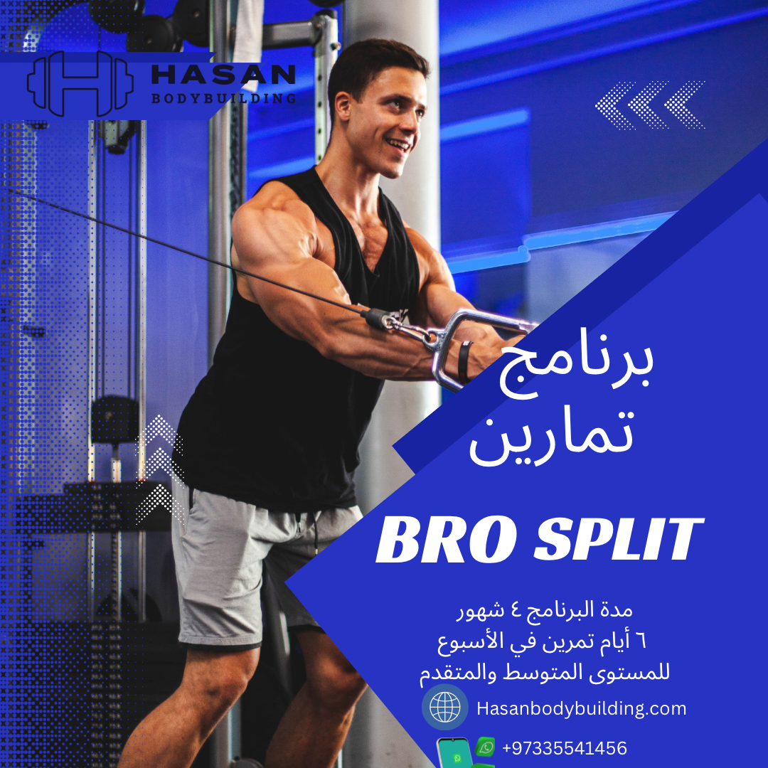 Blue Modern Gym Fitness Instagram Post Bro split program برنامج - الصورة 1